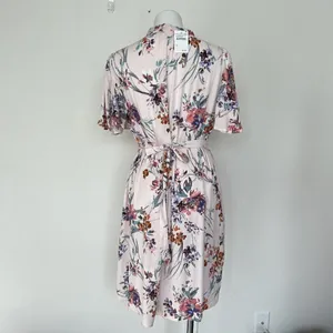 NEW Lovestitch floral midi dress SMALL short flutter sleeves Pockets pink thumbnail 11