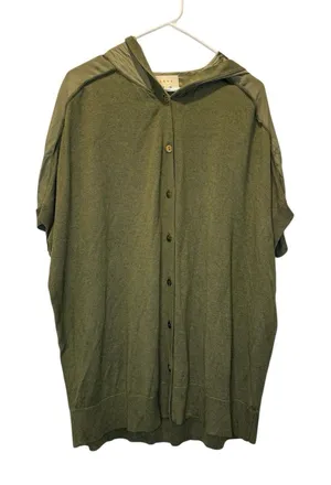 Anthropologie Women's Olive Green Shae Silk & Cashmere Shirt Small Buttons Sweater SS Comfy thumbnail 1