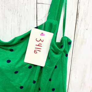 Socialite Polka‎ Dot Fit Flare Dress Womens Size XS Green Navy Blue Mini Stretch thumbnail 2
