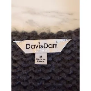 Davi & Dani Charcoal Grey Chunky Knit Striped Balloon‎ Sleeve Cardigan Medium thumbnail 5