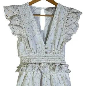 Cleobella Cherie Midi Dress Eyelet Lace Ruffle Size S White Cottagecore Prairie thumbnail 3