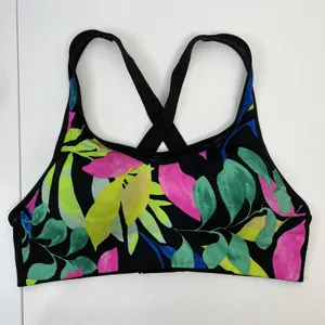 Victoria’s Secret PINK Active Sz M Sport Bra Ultimate Lightly Lined Black Floral thumbnail 2