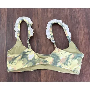Aerie Women's‎ Olive Fun Printed Ruffle Scoop Bandeau Bikini Top Size Large NWT thumbnail 4