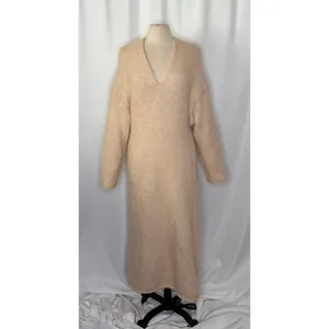 ZARA Alpaca Knit Midi Dress Light Tan Sand Coastal Blogger Favorite Medium thumbnail 2