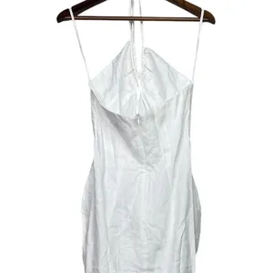 NWT Rumer Estelle Sleeveless Strappy Halter Maxi Dress Front Cutout L White thumbnail 7