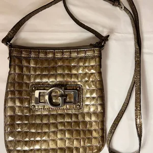 Guess Gold Faux Croc leather crossbody with zipper closure, zipper pouch‎ inside thumbnail 2