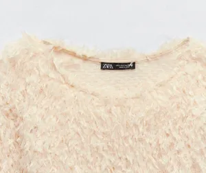 Beige Feather Effect Sweatshirt Sweater Top thumbnail 10
