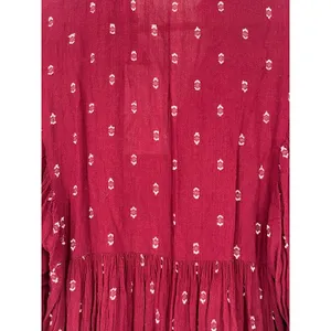 NWT Zara‎ Boho Embroidered Tassel Mini Dress XS Wine Red Peasant thumbnail 8