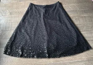 Petite Sophisticate‎ Women's Black A Line Sequined Skirt Size 4 thumbnail 1