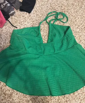 Green Tie Top Shein thumbnail 1