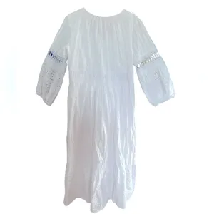 Anthropologie Ebba Midi White Boho Bridal Wedding Cottage Romantic Eyelet Dress4 thumbnail 7