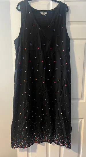 Black Sleeveless Embroidered Midi Dress by Unknown Brand thumbnail 1