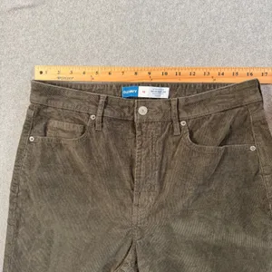 Old Navy Women's 12 Extra High Rise Sky-Hi Wide Leg Corduroy Pants Olive Brown thumbnail 5