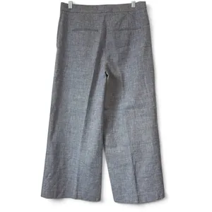 Ann Taylor Blue White Crosshatch Wide Leg Crop Pants High Rise Trousers Size 6 thumbnail 2