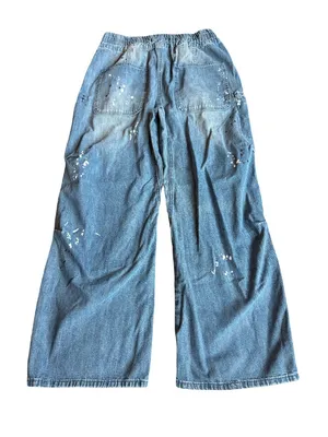 We The Free People Modern Love Jeans Paint Splatter Drawstring Size Medium Women thumbnail 8