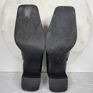 Naturalizer Stitch In Time Ankle Boots 7.5 Black Leather Chunky Heels Square Toe thumbnail 13