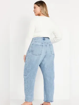 Everyday Normcore Old Navy Light Blue High Rise Barrel Leg Jeans Basic Capsule thumbnail 3