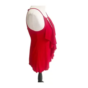 Venus Ruffled Tank Top Womens Small Red Keyhole Front Halter Neck Party Bold NWT thumbnail 3