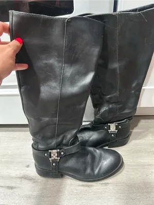 Vince Camuto Farren Boots Black Solid Tall Knee Sz 8M Leather Womens thumbnail 2