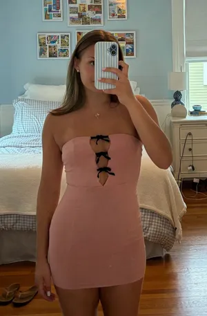Motel Rocks Pink Bow Mini Dress thumbnail 1