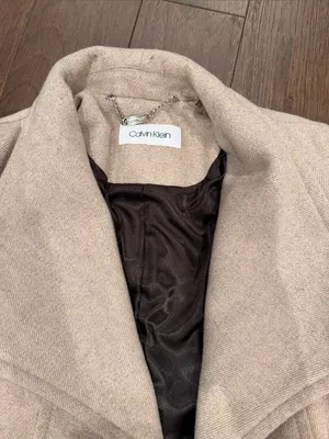 Calvin Klein Beige Wrap Trench Coat with Belt Size Medium Petite - C27-184 thumbnail 3