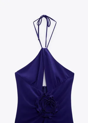 ZARA NWT Purple FLORAL HALTER BODYSUIT thumbnail 8