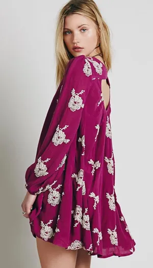 Free People Austin Emma Embroidered Boho Mini Dress Size Med thumbnail 1