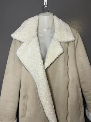 Show Me Your Mumu Jacket Womens Medium Beige Faux Shearling Sheldon Bomber Zip thumbnail 6
