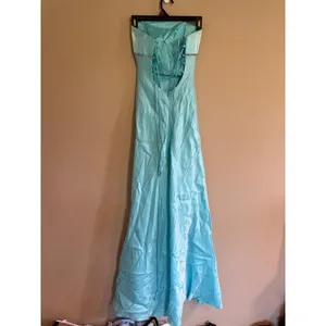 Cache Turquoise Shimmer Strapless Lace Up Back Formal Gown Dress Size‎ 3/4 thumbnail 4