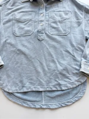 Aerie Oversized Quarter Snap Sweatshirt Blue XS thumbnail 5