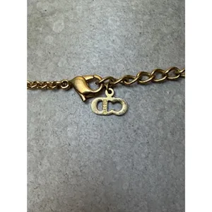 Vintage Christian Dior DIOR Letter Charm Necklace Gold Tone CD Logo Adjustable thumbnail 12