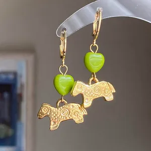 Handmade gold tone stainless steel horse pony necklace💚🎠 thumbnail 6