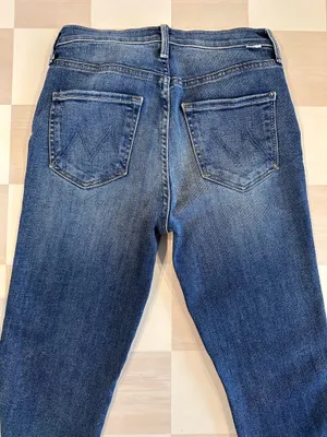 mother denim double dazzler leaps and bounds slim straight leg ankle jean vintage blue wash thumbnail 7
