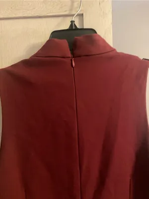 Sleeveless Burgundy Midi Dress with Satin Skirt thumbnail 2