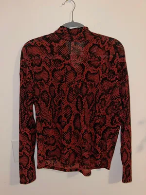 Nine West Red And Black Snakeskin Long Sleeve Blouse thumbnail 1