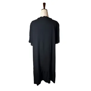 J Jill Shift Dress Women Medium Black Ruffle Neck Modal Rayon Tiered Minimalist‎ thumbnail 6