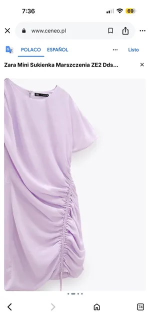 Zara Lilac Side-Ruched Mini Dress thumbnail 2