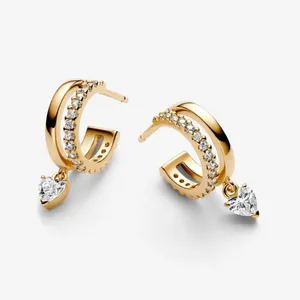 Pandora Timeless Dangling Heart Hoop Earrings NEW with dust bag ID 263685C01 thumbnail 4