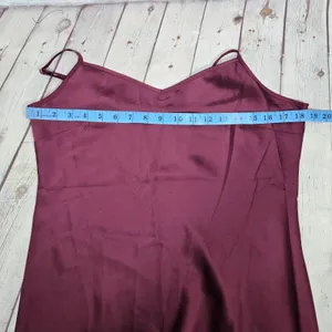 MSK Zinfandel Burgundy Satin Slip Maxi Dress Small 93347190AM Adjustable Straps thumbnail 8