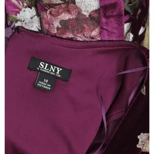 NWT SLNY Embellished Sheath Velvet Floral Print Dress Magenta Purple Multi 14 thumbnail 7