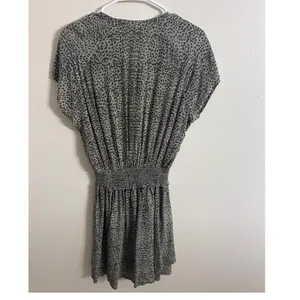 Rails Karla Olive Lynx Green Black Cheetah Print Smocked Waist Mini Dress Small thumbnail 5
