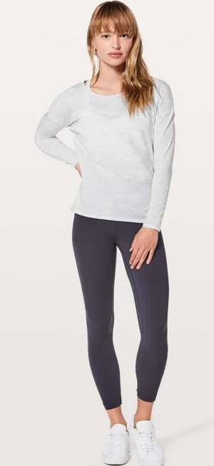 Lululemon Back Into It Long Sleeve in 3 Color Space Dye Ice Grey Alpine White thumbnail 1
