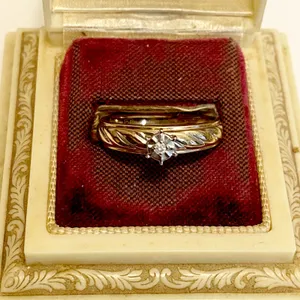 10k Two-Tone (Yellow & White) Gold Diamond Engagement‎ Ring Size 7 thumbnail 1