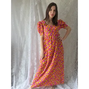 Vintage 70s Handmade Floral Puff Sleeve Maxi Dress Empire Waist Cottagecore thumbnail 9