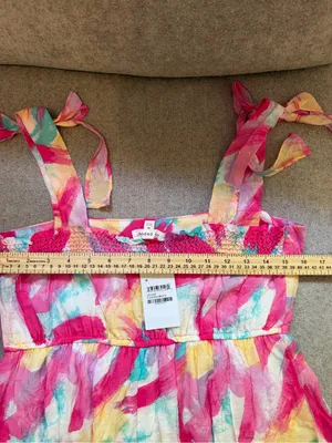Blu Pepper Brush Stroke Print Tiered Midi Dress Size Medium NWT thumbnail 12