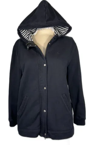 Lauren Ralph Lauren Womens XL Black Cotton Hooded Jacket Full Zip Snap Y2K thumbnail 1