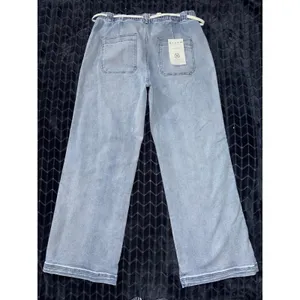 Risen Blue Denim Utility Pocket High‎ Rise Wide Leg Elastic Waistband Size 1XL thumbnail 4