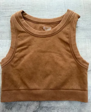 aerie Cropped Tank Top in Warm Brown thumbnail 1