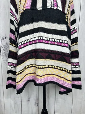 Easel Mix Print Striped Wool Blend Slouchy Sweater Crew Neck Boho Sz M thumbnail 4