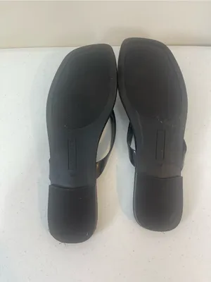 Tommy Hilfiger Black Patent Croc-Effect Thong Sandals with Gold Logo thumbnail 5